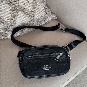 Coach Black Crossbody Bag with Silver Accents